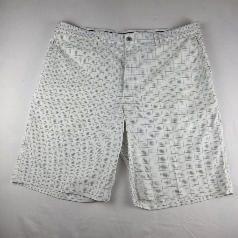 PGA Tour Men's Golf Shorts White Checkered Chino Flat Front Golfing  Size 38